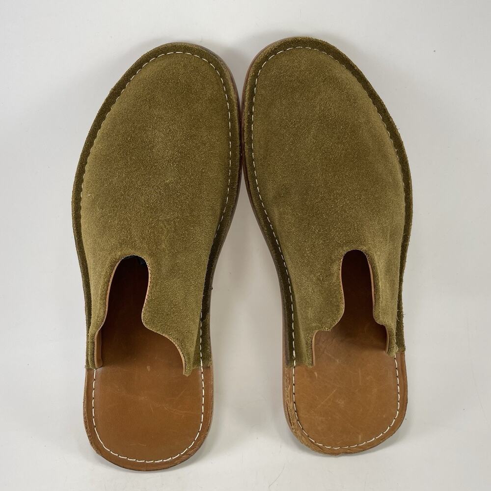 WP Standard Mr Grumpy Olive Green Suede Slippers Womens Size Large WL Size 9-10 - Picture 5 of 12